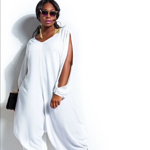 white pants suit for plus size